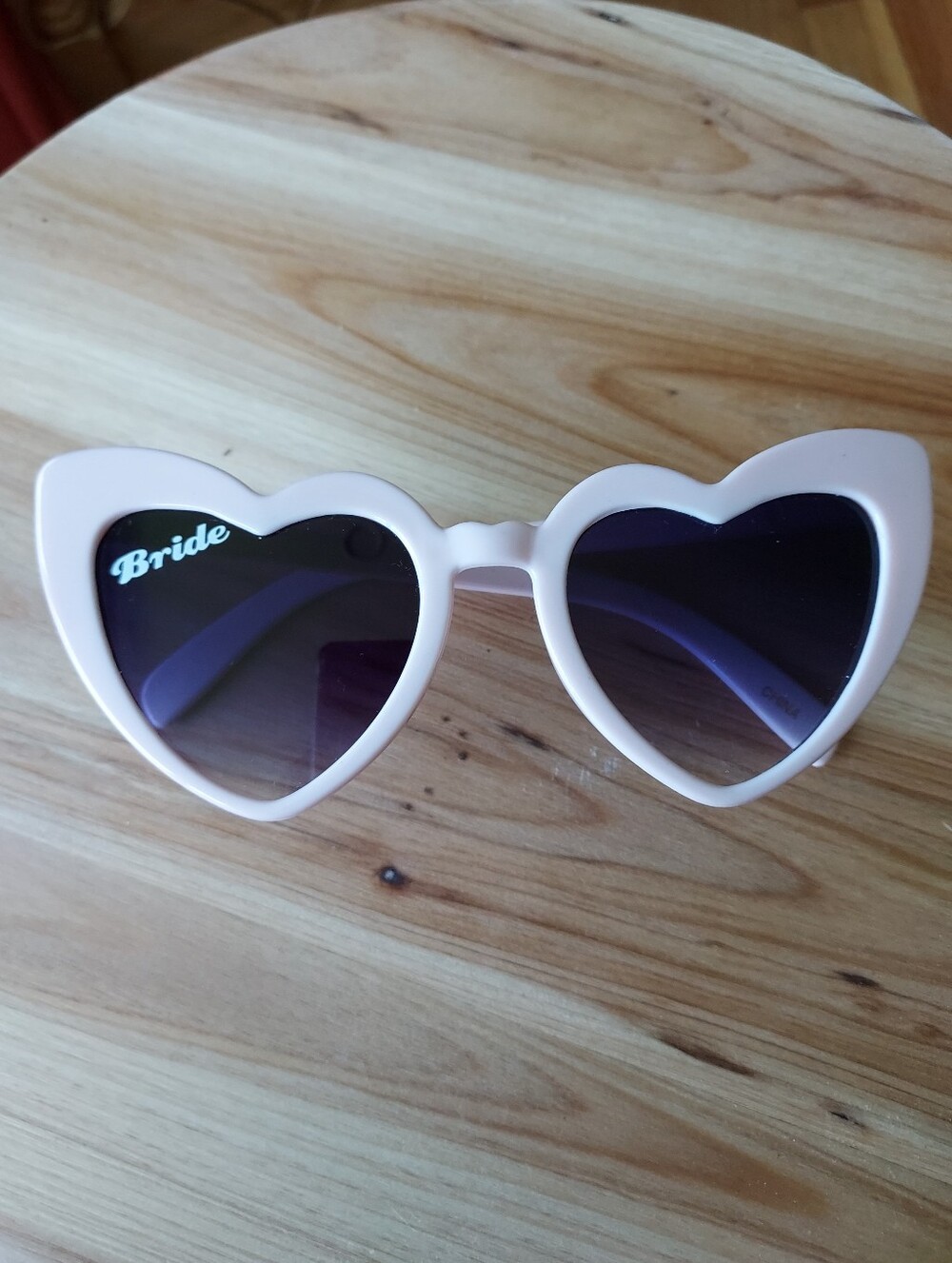 Bundle Item! White Heart-Shaped "Bride" Sunglasses